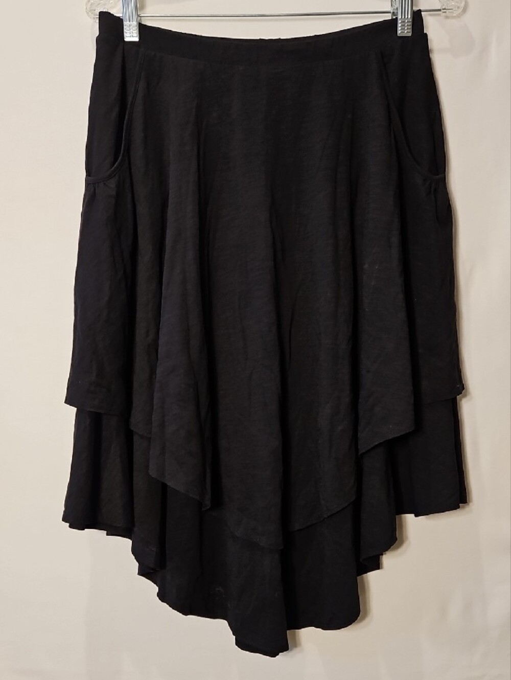 Garnet Hill Black Pima Cotton Modal Drapey Skirt 0121